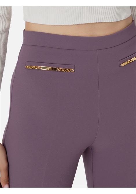 Pantalone palazzo in crêpe con morsetti Elisabetta Franchi ELISABETTA FRANCHI | Pantaloni | PA01436E3BI3